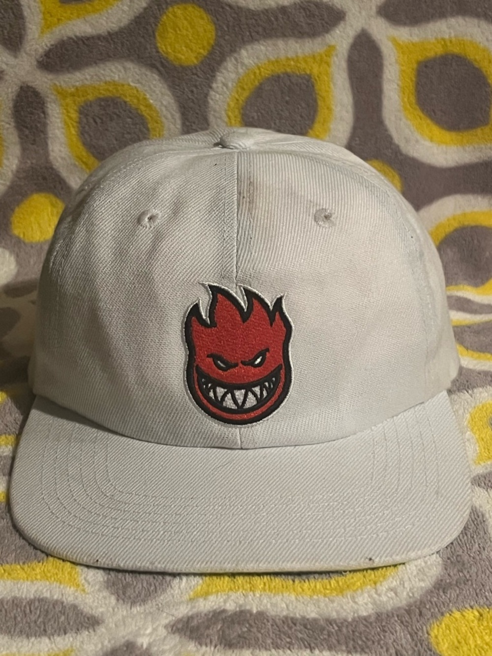 Spitfire Bighead White Wool Blend Snapback Hat Red Flame Logo Skate Cap